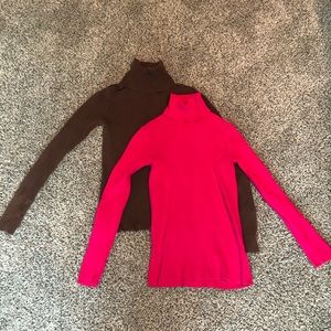 Gap and Old Navy Pink and Brown Turtlenecks Size Extra Small!